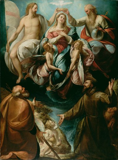 Coronación de la Virgen con los santos José y Francisco de Asís de Giulio Cesare Procaccini